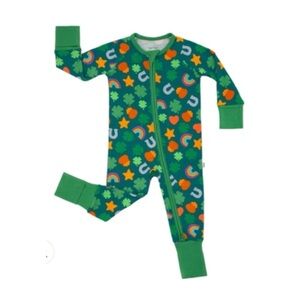 Little Sleepies Green Lucky Zippy 1-Piece Bamboo Viscose Footie Pajama 18-24M